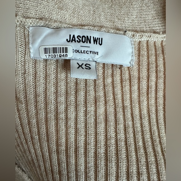 Jason Wu Collective Cardigan Sweater Dress Button Up Beige Ribbed Knit Size XS - Picture 9 of 13